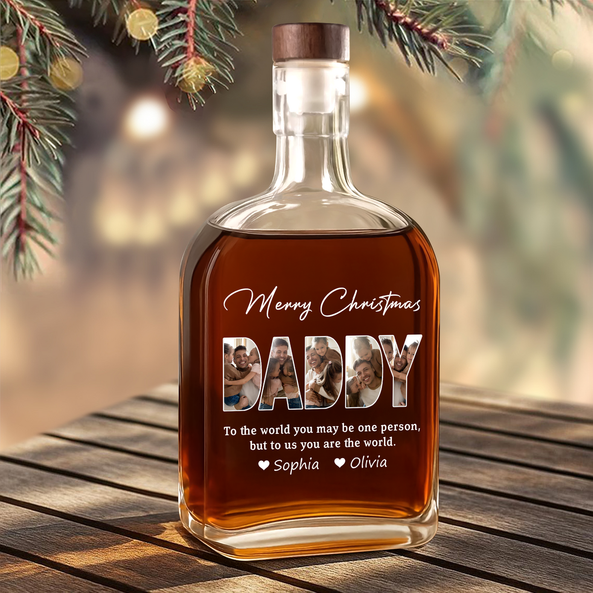 Custom Photo Merry Christmas Dad Family Whiskey Bottle LM32 893859