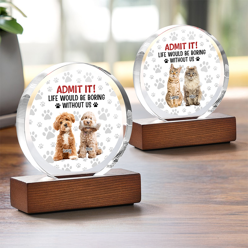Custom Dog Cat Photo Life Would Be Boring Without Me Round Acrylic Frame Block TH10 894061