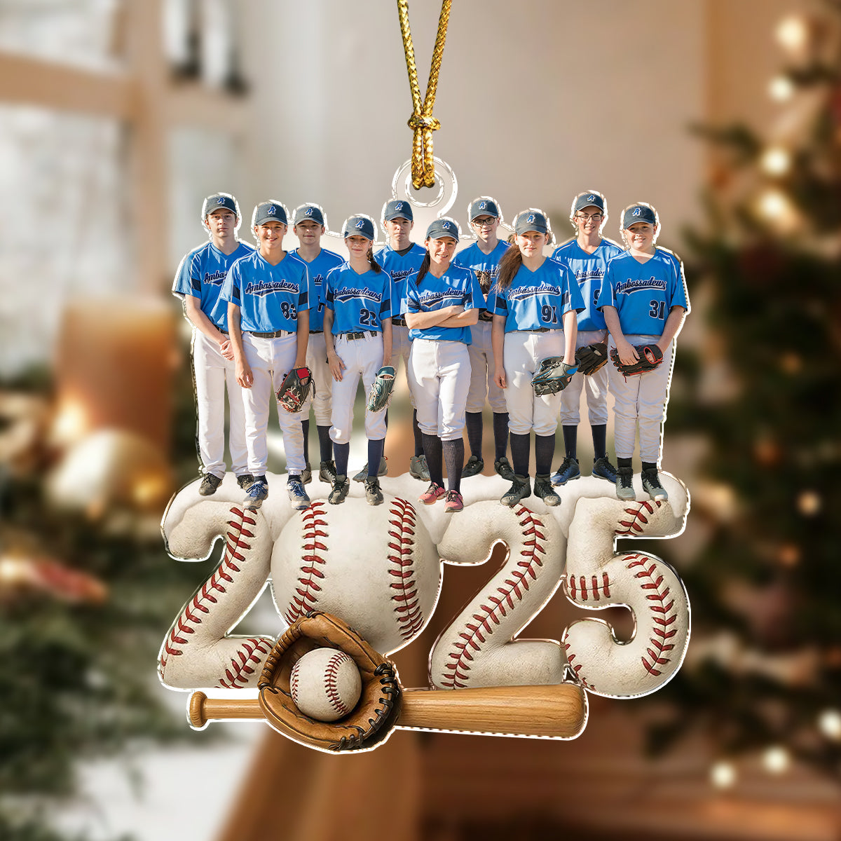 Custom Photo Baseball Team Christmas Acrylic Ornament HA75 897930