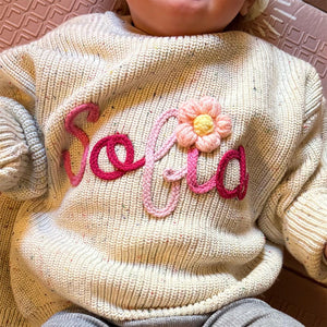 Custom Baby Name With Flower Embroidered Personalized Sweater HA75 898278