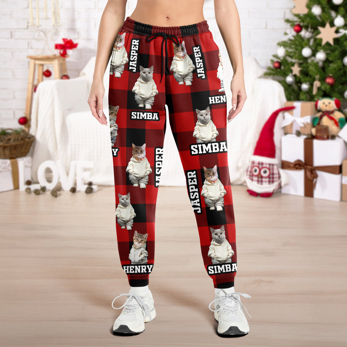 Custom Photo Cool Cat Christmas Sweatpants HA75 892924