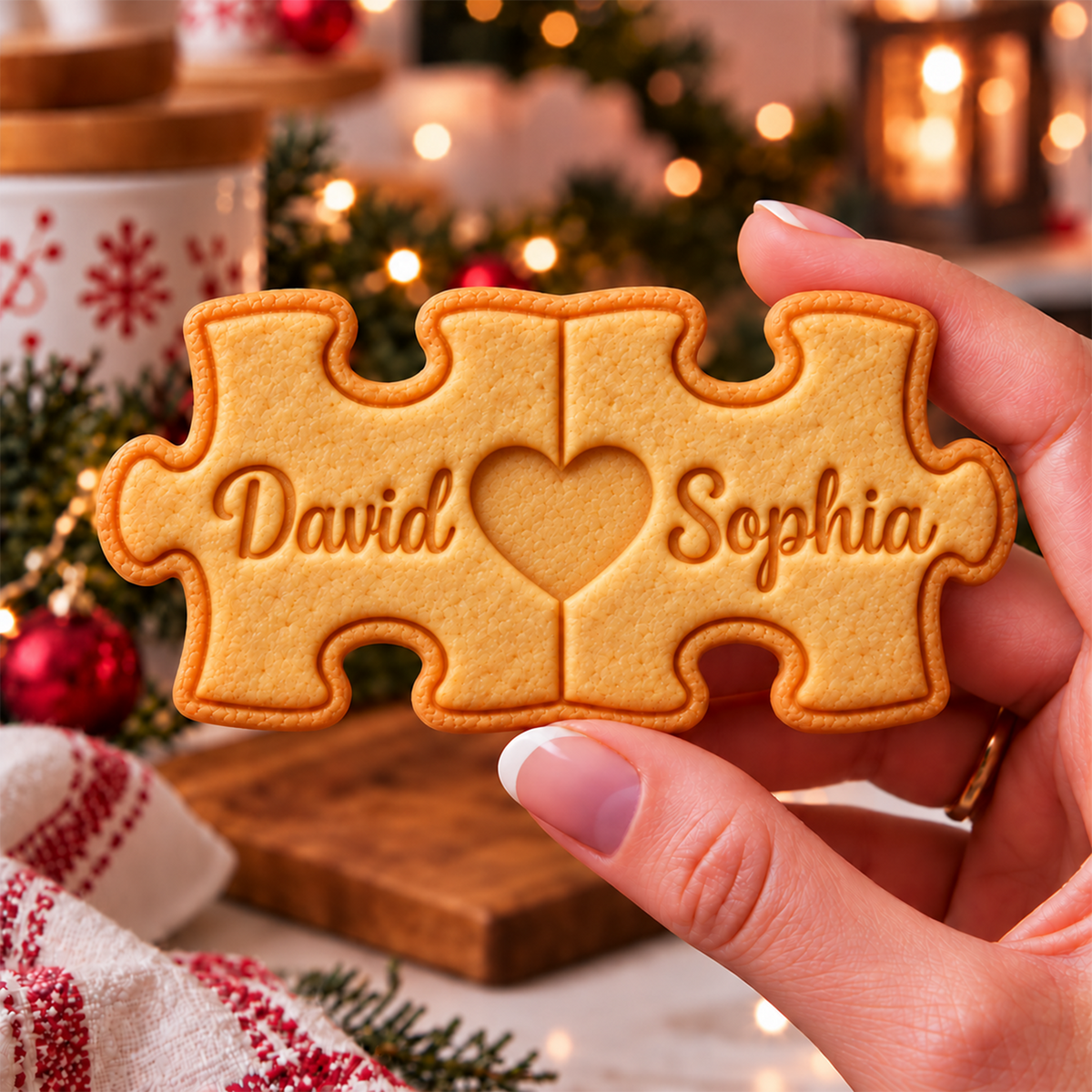 Personalized Couple Puzzle Shaped Cookie Stamp for Loved Ones HO82 904192