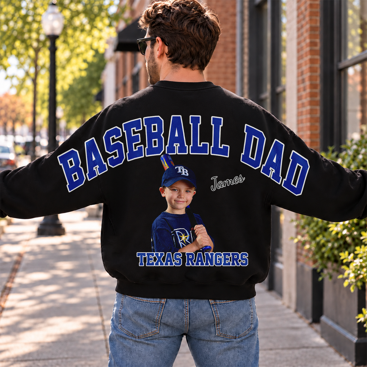 Custom Photo Baseball Dad Shoulder To Shoulder Sweatshirt CH07 181180