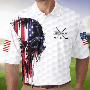 Personalized American Skull Flag Polo Shirt Gift For Golfer, Golf Lovers CH07 899870