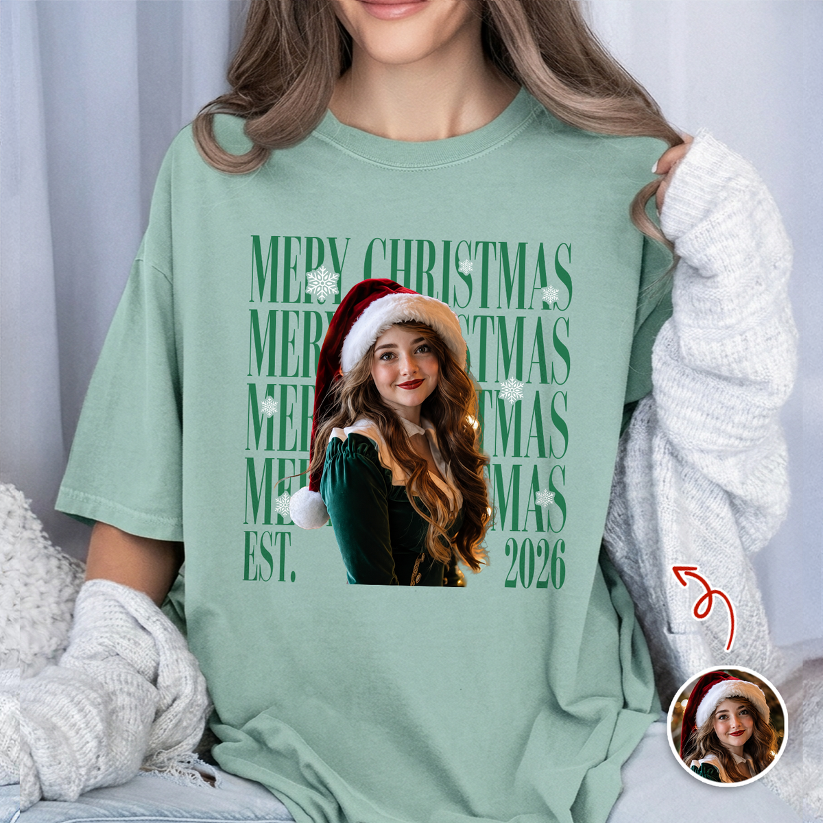 Custom Photo Merry Christmas EST. 2026 Retro Comfort Shirt HO82 903336