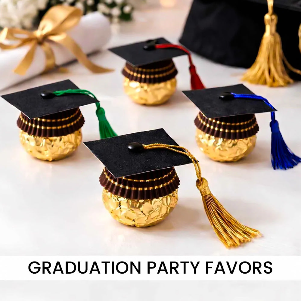 Graduation Gold Wrapped Candy Graduation Favors Mini Graduation Hat Candy Toppers, Grad Party Favors Unique Grad Candy HO82 902262