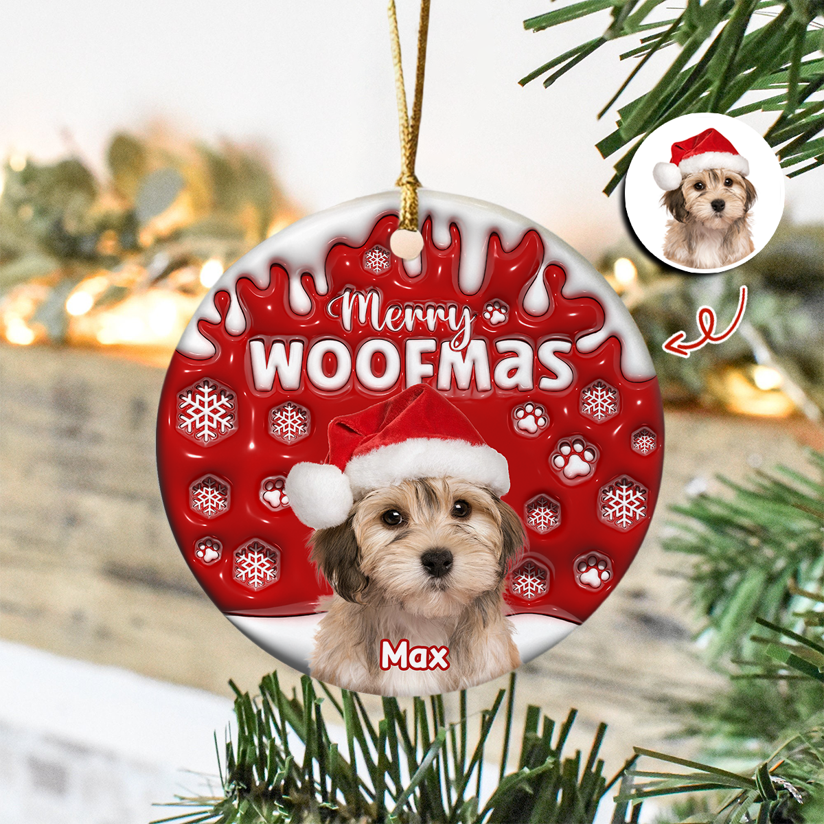Custom Dog Cat Photo Christmas - Personalized Ceramic Ornament TH10 894383