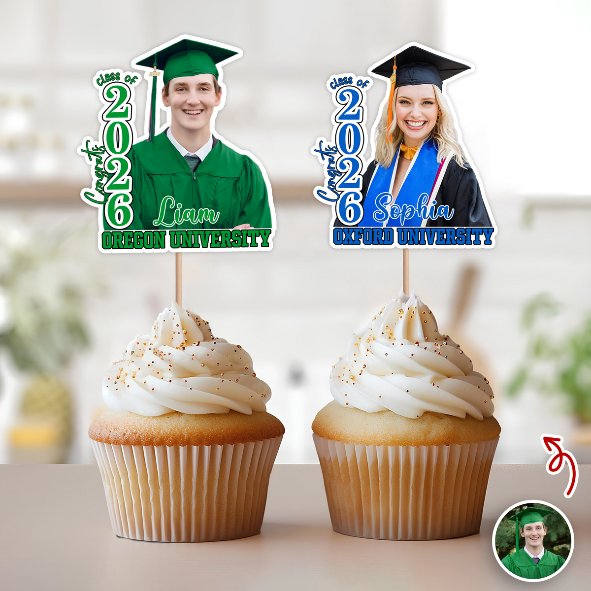 Custom Photo Class Of 2026 Graduation Decoration Cupcake Toppers HA75 920046