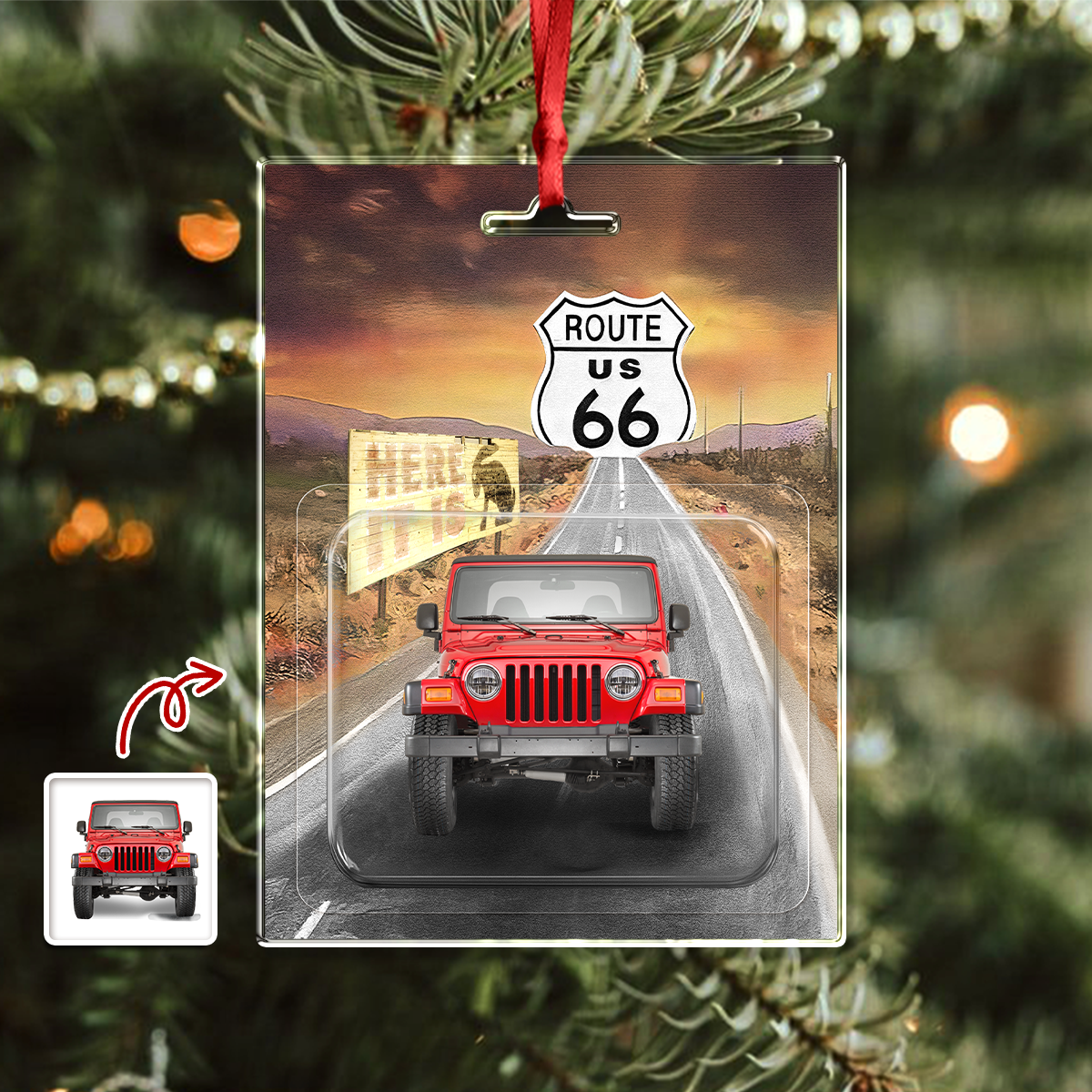 Custom Photo Route 66 Acrylic Ornament For Car Lover TH10 896091