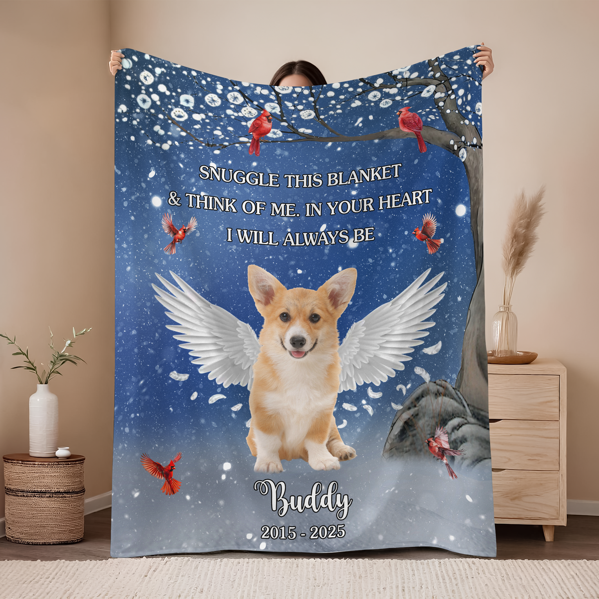 Snuggle This Blanket Memorial Pet Loss - Custom Dog Memorial Photo Blanket CH07 896482