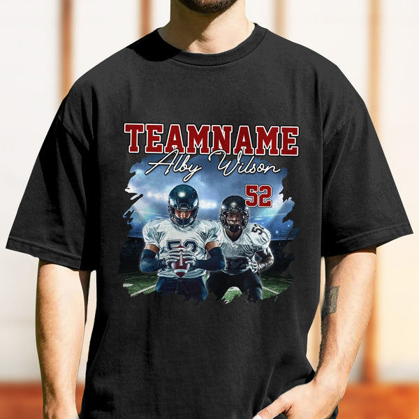 Custom Photo Bootleg Rap Tee Football Dark Shirt - Geckocustom.com