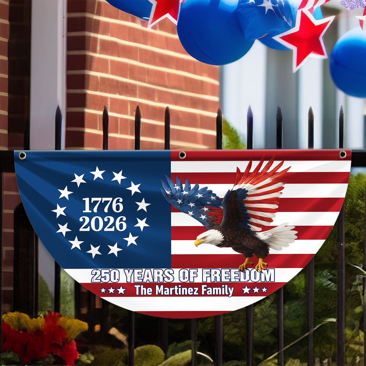 Personalized 250 Years Of Freedom 1776–2026 Eagle Non-Pleated Fan Flag HO82 901306