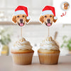 Custom Cute Face Christmas Cupcake Topper - XMAS Party Decor For Dog Lovers CH07 896330