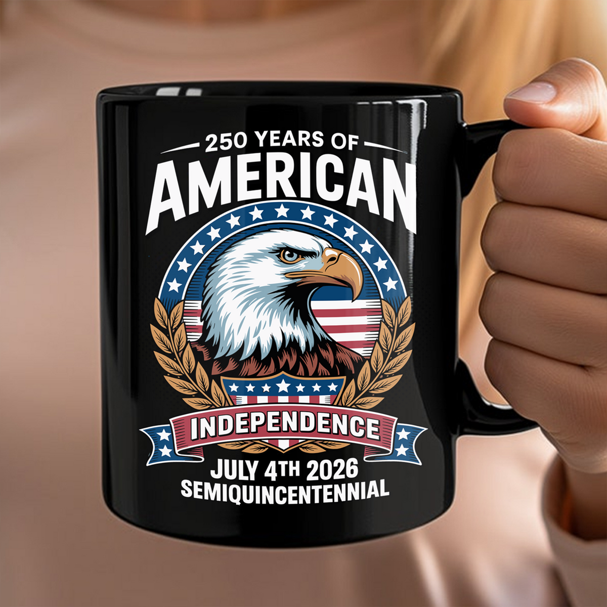 American 250 Years Independence Eagle - July 4th 2026 Black Mug LM32 895249