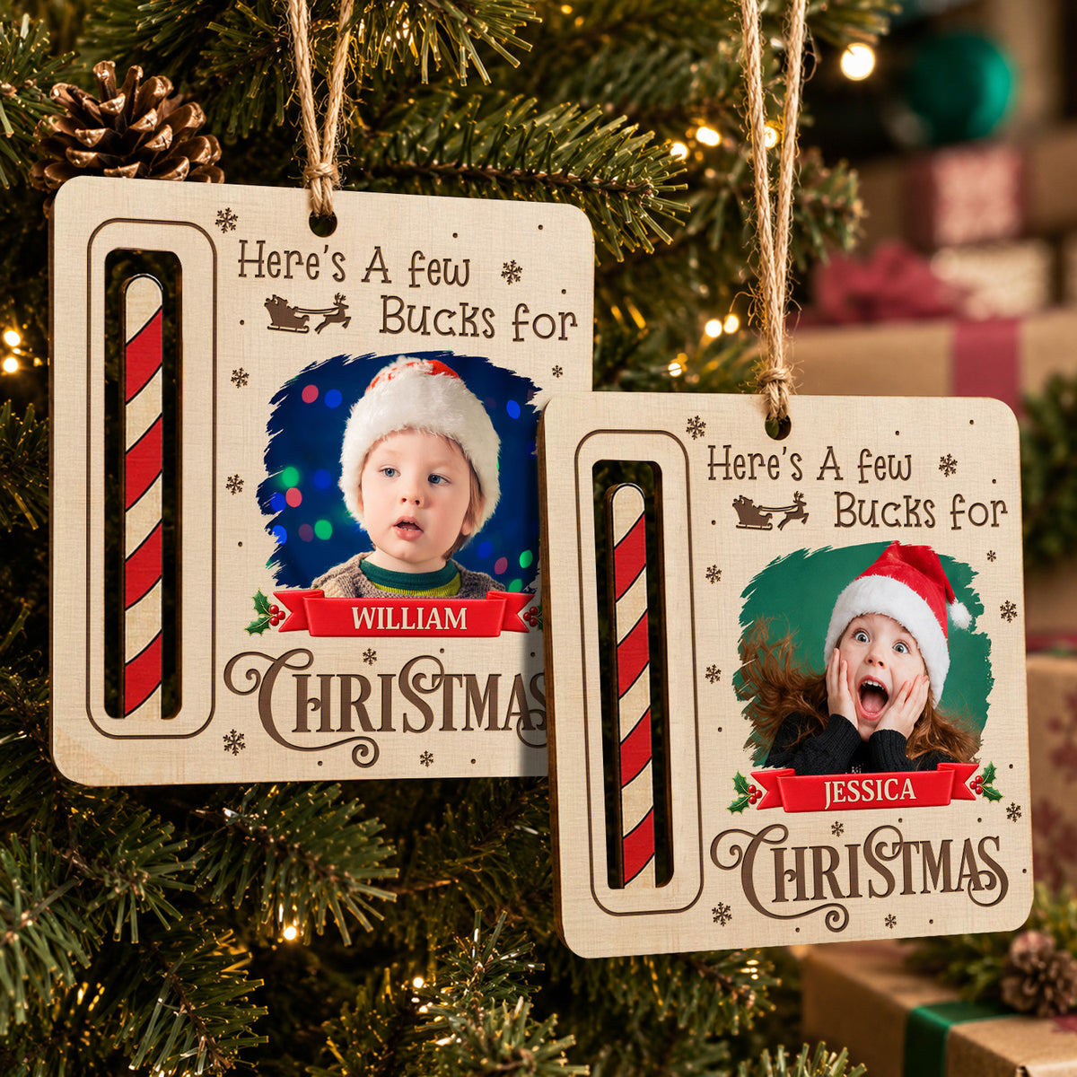 Personalized Photo Christmas Wood Money Holder Ornament Christmas Gift for Kids TH10 171023