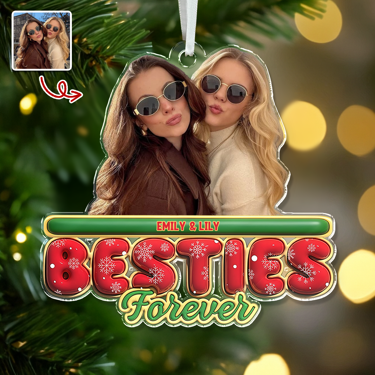 Custom Photo Family Forever 3D Effect Christmas Acrylic Ornament LM32 895941