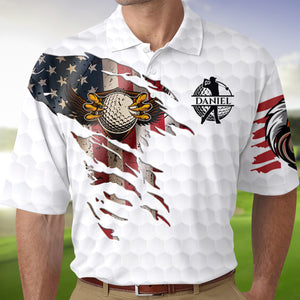 Personalized Bald Eagles American Flag Polo Shirt, Gift For Golf HO82 900824