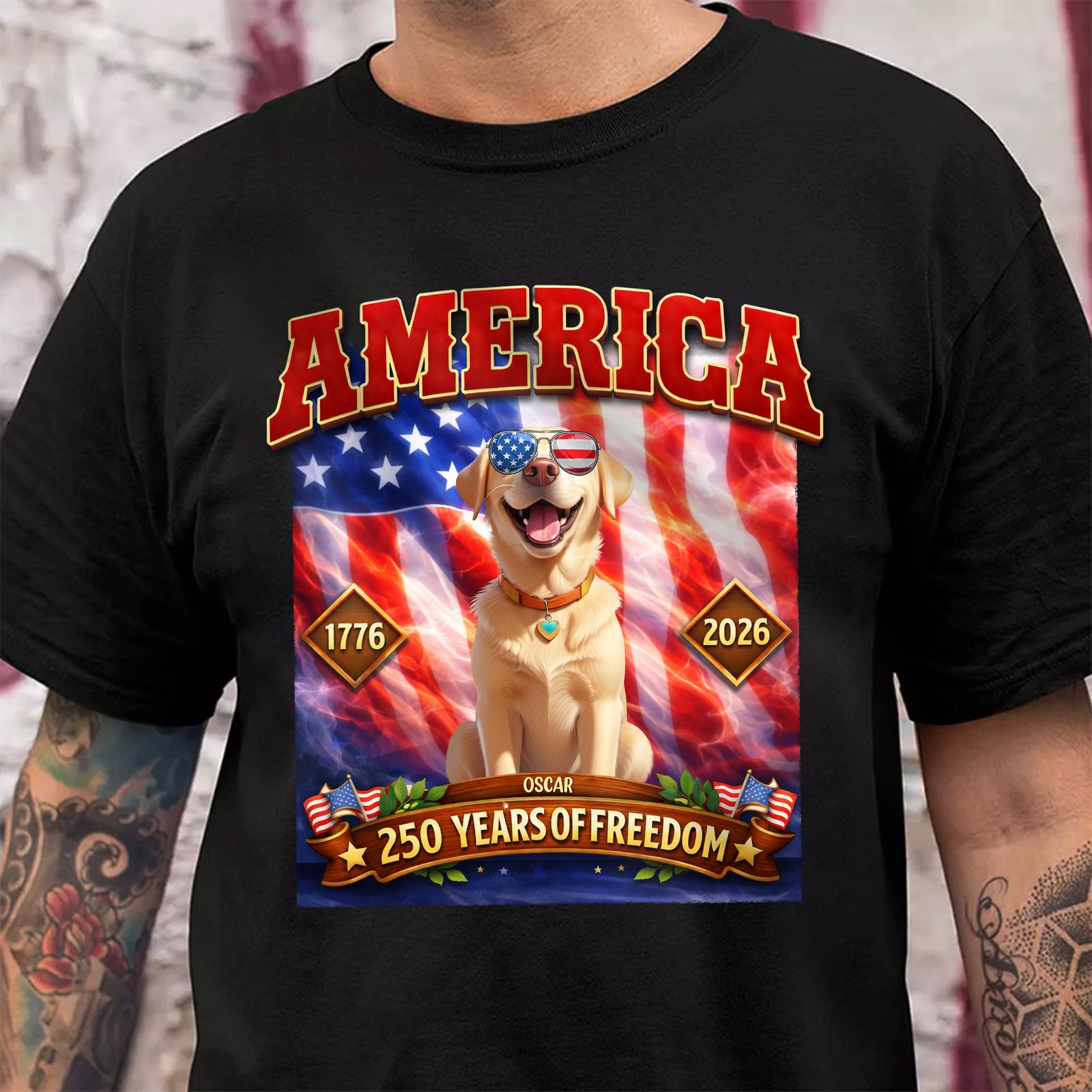 Personalized America 250 Years Of Freedom Dog Dark Shirt HA75 920252