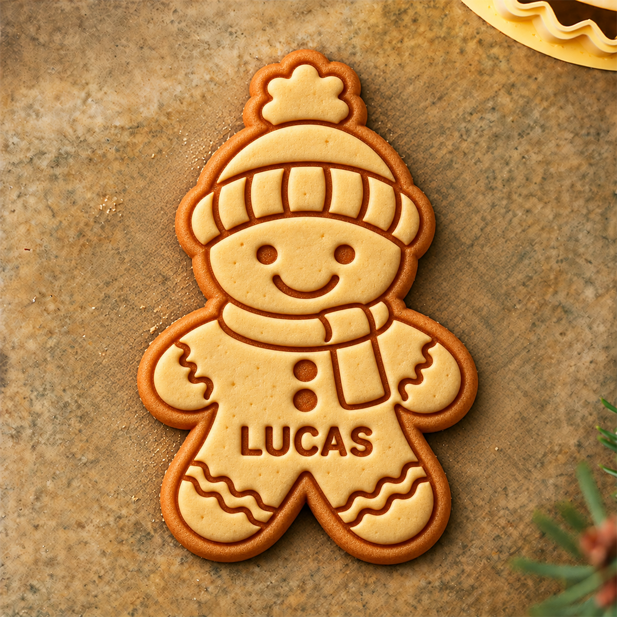 Personalized Name Gingerbread Family Cookie Stamp, Holiday Baker Gift HO82 904122