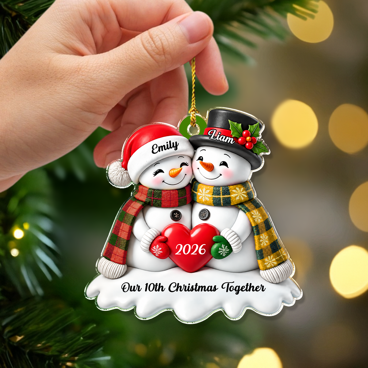 Personalized Names Christmas Couple Snowman Acrylic Ornament, Christmas, Anniversary Gift HA75 919142