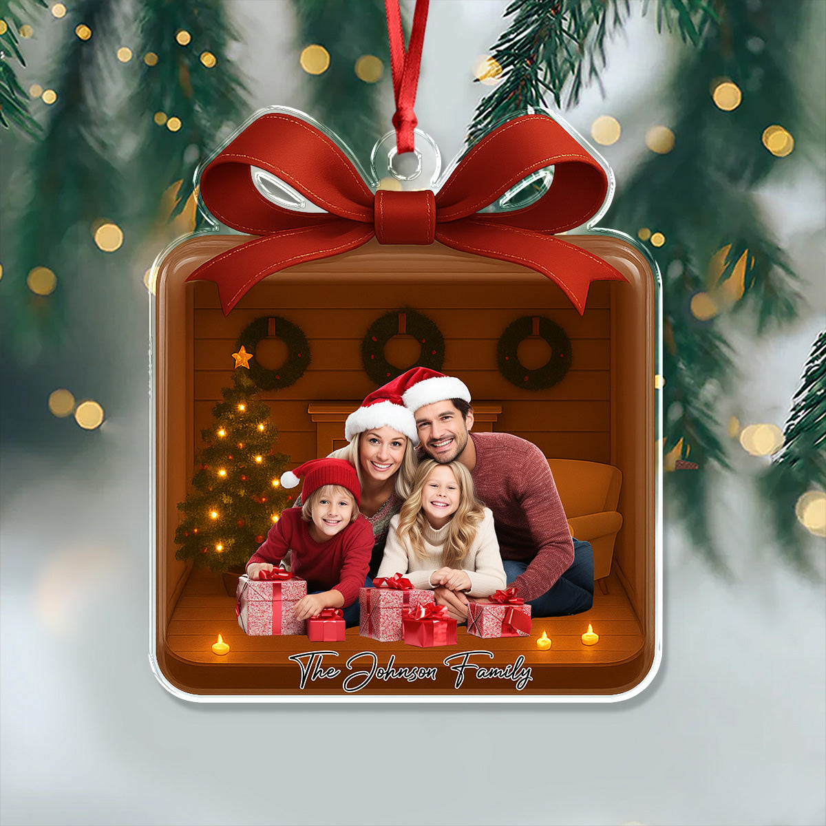 Custom Photo Family Is A Gift 3D Effect Acrylic Ornament Christmas Gift LM32 895799
