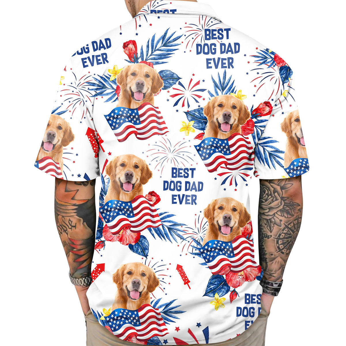 Custom Dog Cat Photo Personalized Patriotic Tropical Hawaiian Shirt 4th Of July Gift CH07 895688