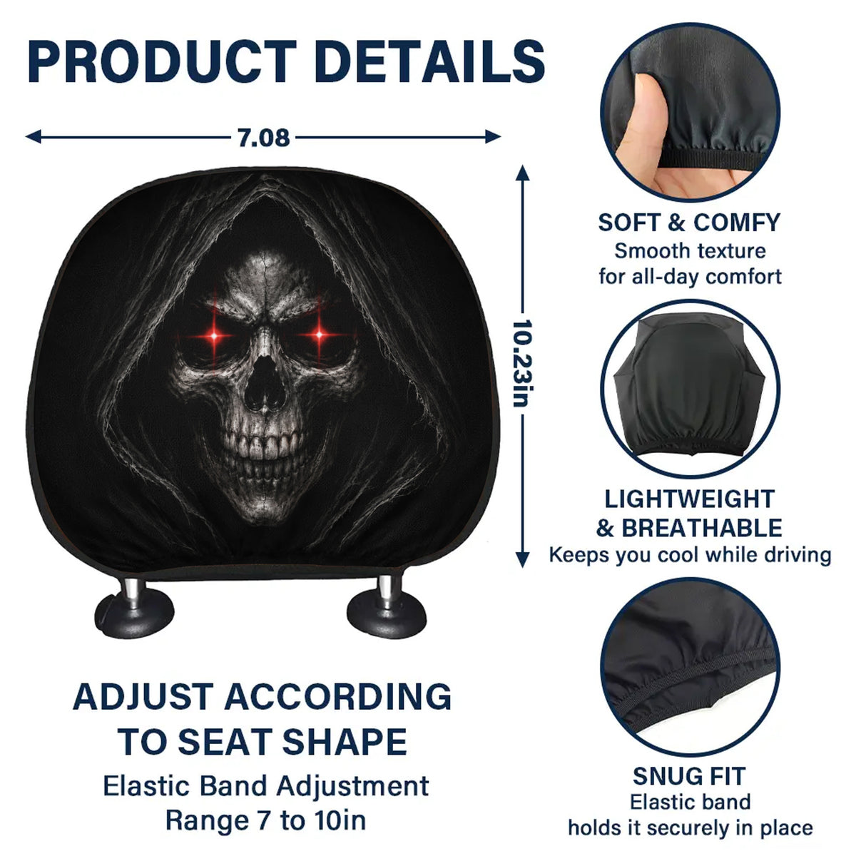 Funny Headrest Covers for Cars – Spooky Halloween Christmas Car Seat Accessories, Universal Fit for a Joyful Road Trip HO82 903194