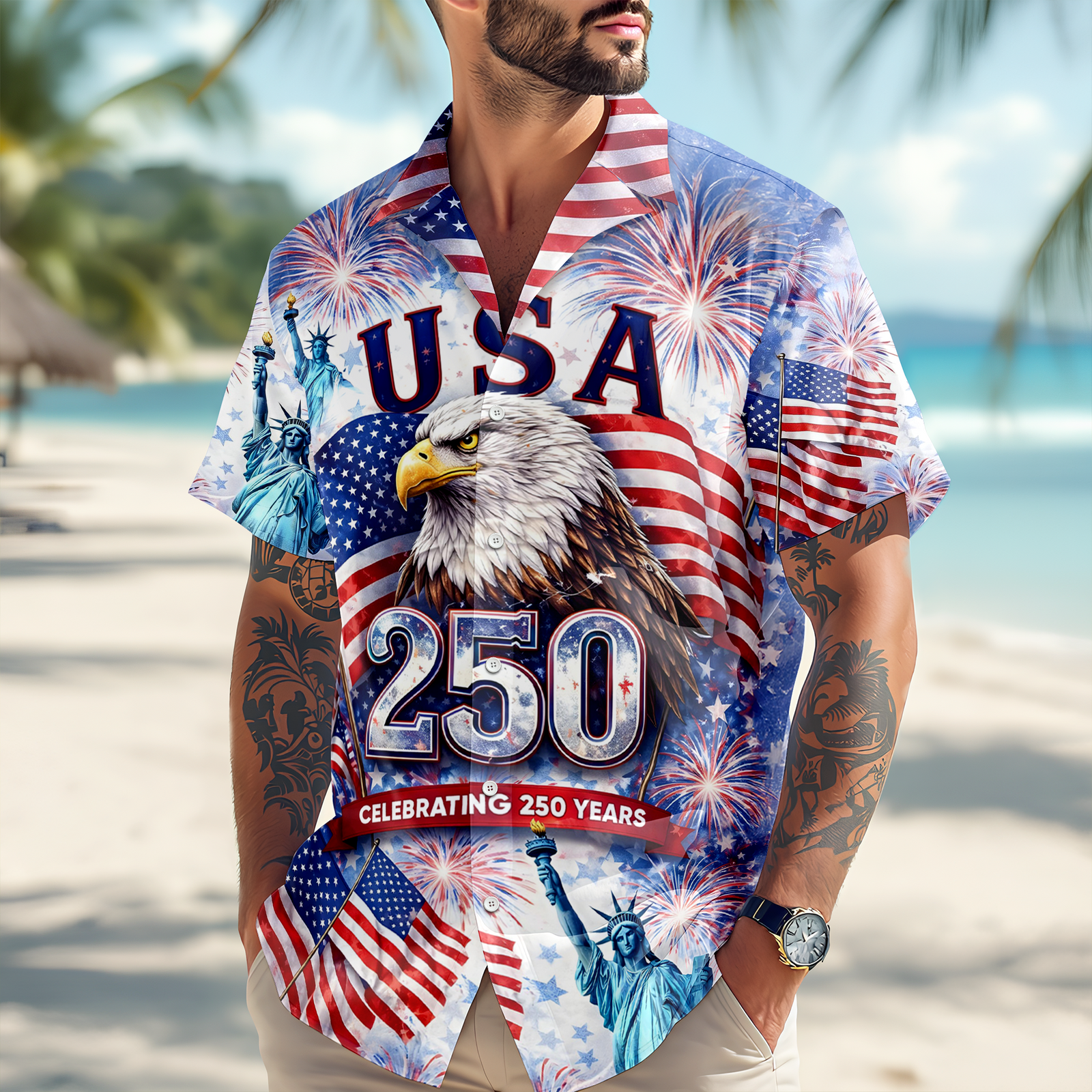 Celebrating 250th Anniversary United States Hawaiian Shirt 4th of July Gift CH07 910406