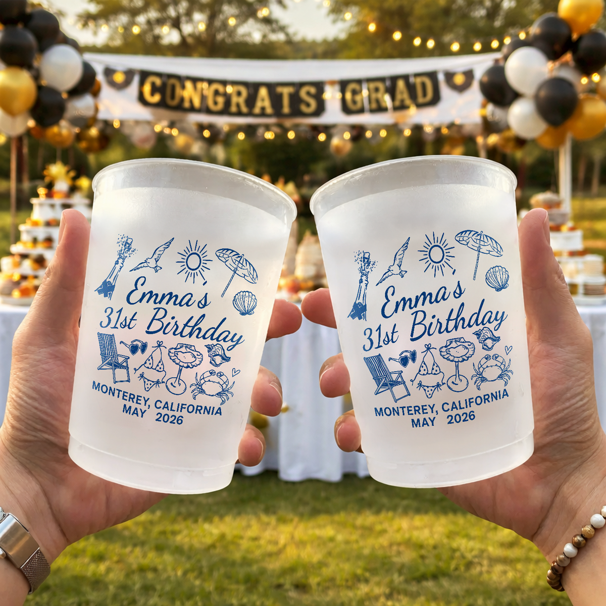Personalized Beach Birthday Cups for Summer Celebration LM32 899933