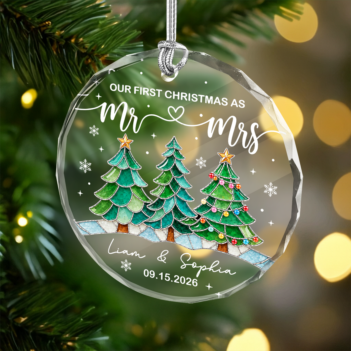 Personalized Our First Christmas As Mr & Mrs Glass Ornament Couple Christmas Gift LM32 669983