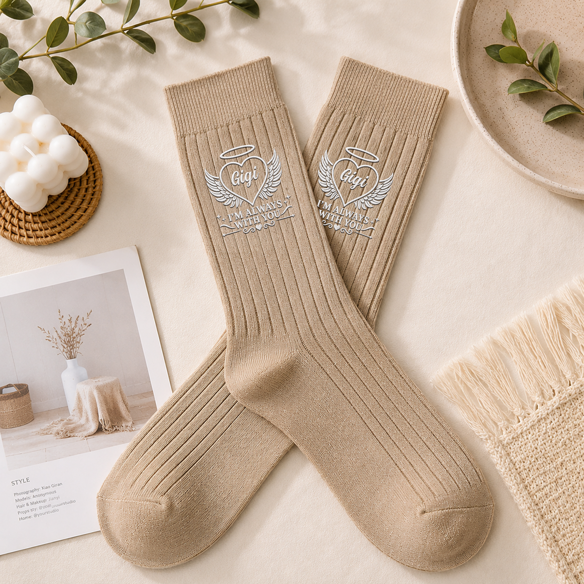 Personalized I’m Always With You Embroidered Socks, Custom Memorial Gift, Comfort Keepsake For Loved Ones TH10 170985
