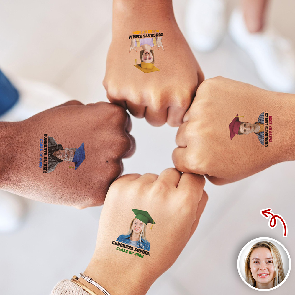 Custom Photo Personalized Congrats Class Of 2026 Tattoos Graduation Day Party Decor HA75 920440