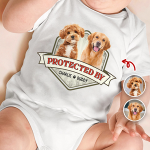 Custom Photo Protected By Dog Baby Onesie For Dog Lovers LM32 895033