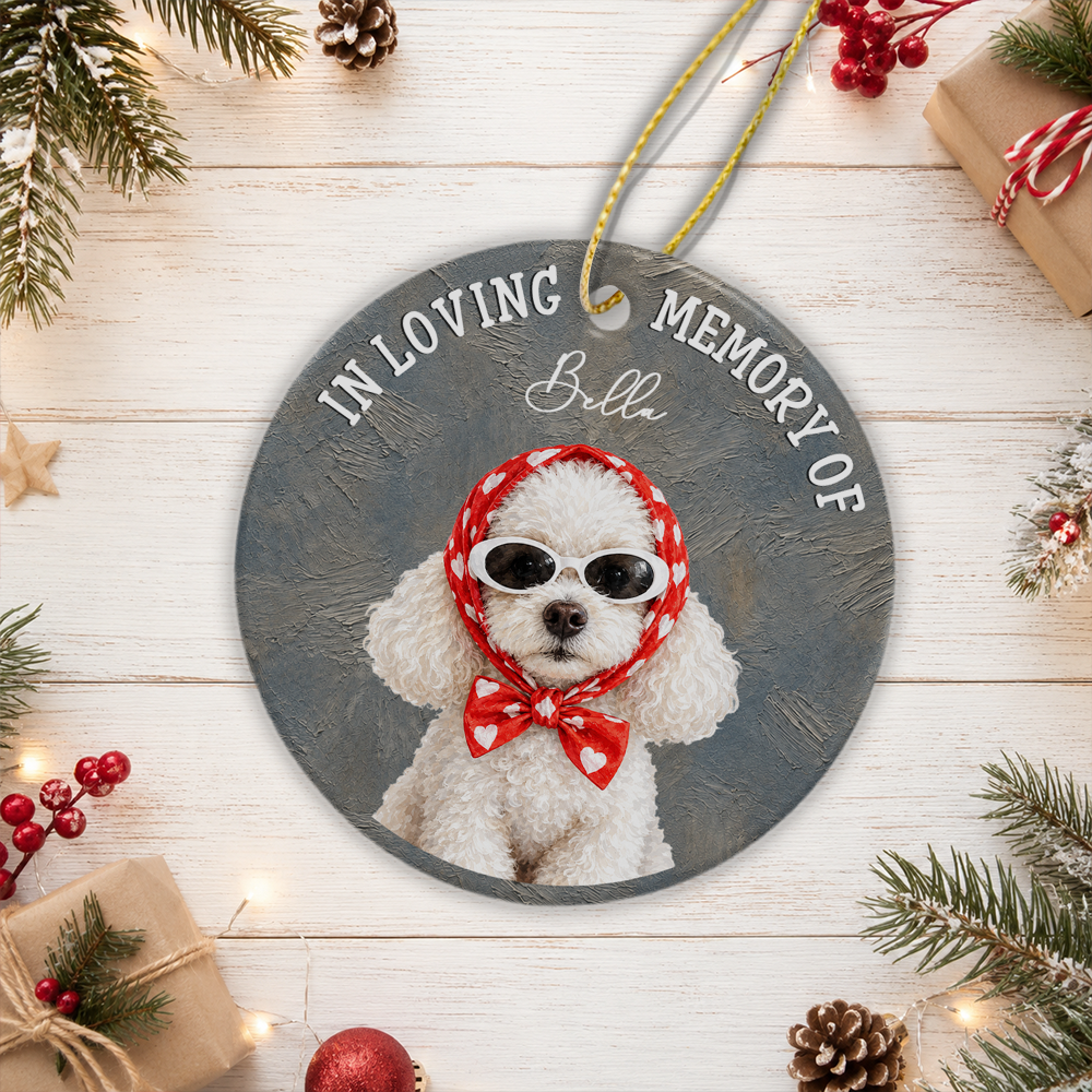 Custom Dog Photo Forever In Out Hearts Ceramic Ornament For Christmas Decor TH10 171199