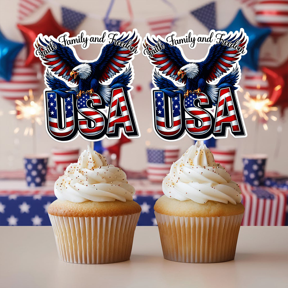 Faith, Family & Freedom America 250 Years Cupcake Topper HA75 898836
