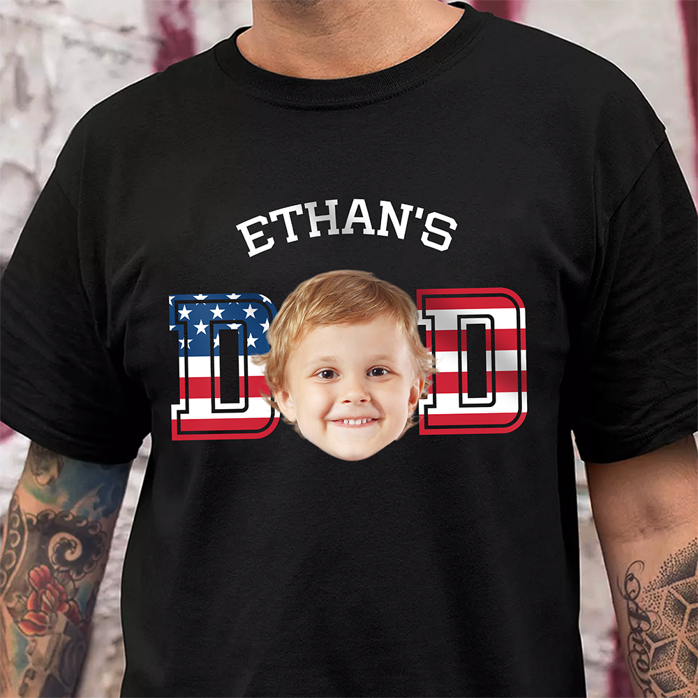 Custom Photo Kid - Kid's Dad US Flag Dark Shirt HA75 892426