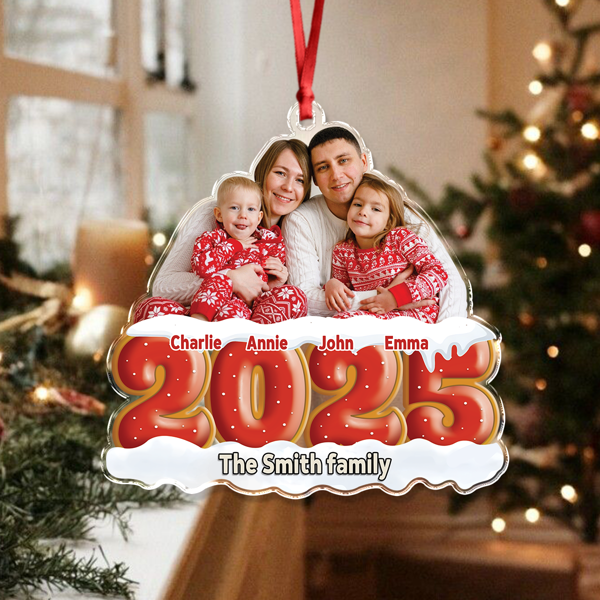 Custom Family Photo 2025 Cookie Christmas Acrylic Ornament CH07 899486