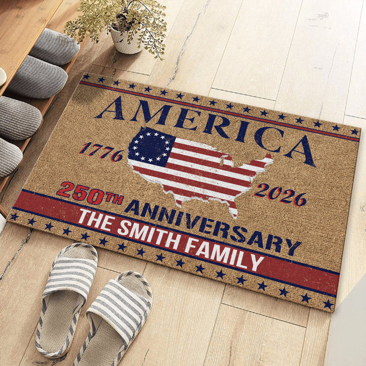 Personalized Family Name America 250th Anniversary Doormat HA75 898942
