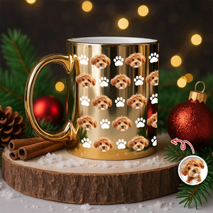 Custom Photo With Pattern Metallic Mug Gift for Dog Lovers HO82 900564