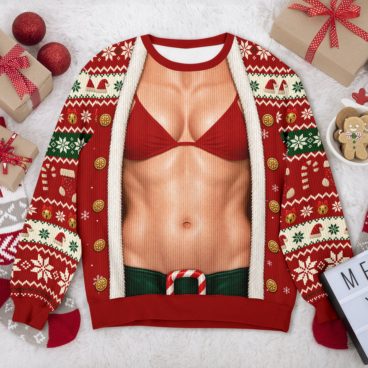 Personalized Fake Body Funny Couple Ugly Sweater - Gag Gift for Christmas Party TH10 171259