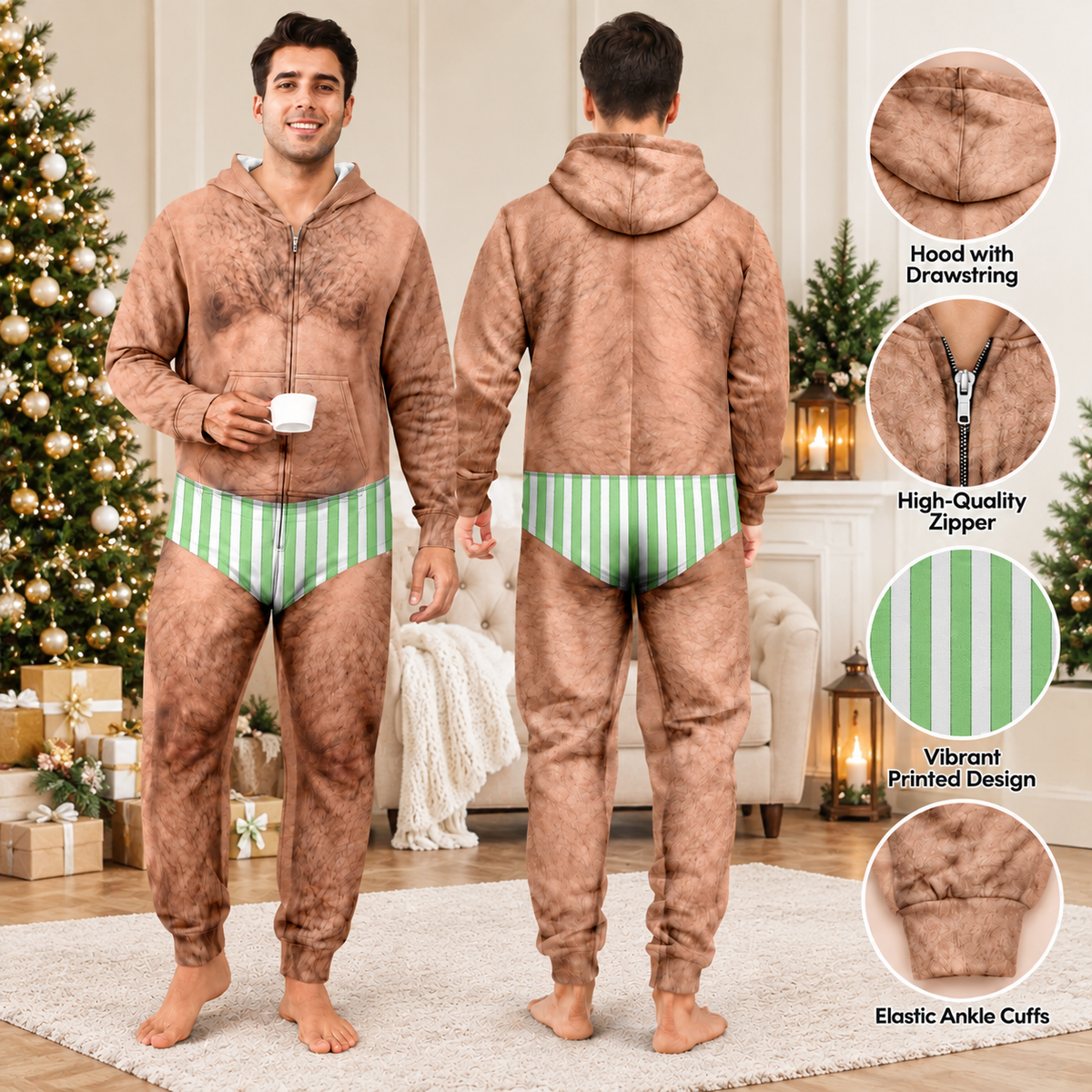 Personalized Funny Body Onesie Pajamas, Playful Gift For Husband, Son, Grandson, Brother, Grandpa, Dad HO82 903688