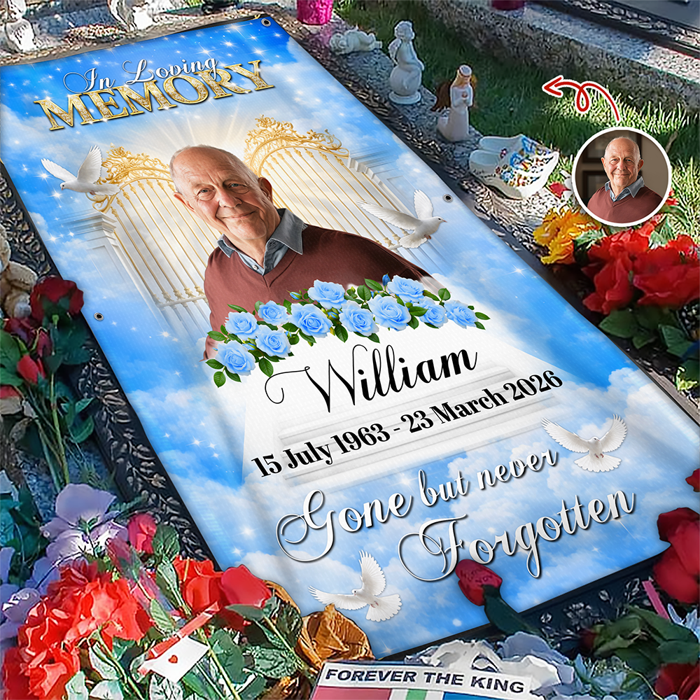 Custom Photo In Loving Memory Memorial Grave Blanket – Personalized Sympathy Gift CH07 910672