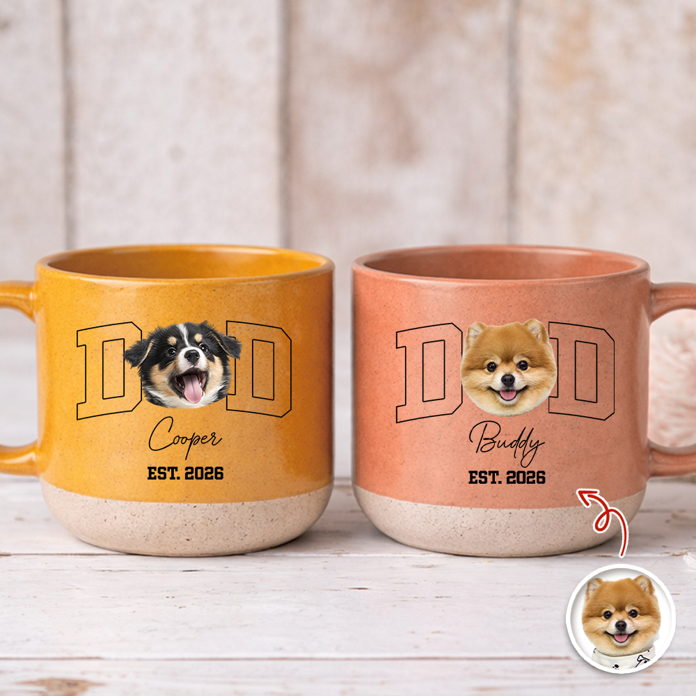 Custom Photo And Name Pottery Mug For Dog Dad TH10 169901