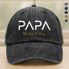 Custom Name Papa Washed Denim Baseball Cap Father's Day Gift HO82 902740
