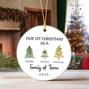 Our 1st Christmas As A Tree Family Of Three Christmas Ceramic Ornament LM32 895429