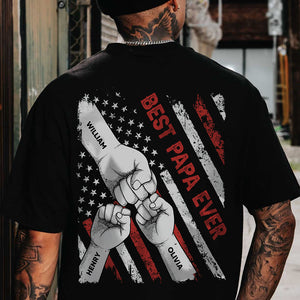 Fist Bumps Dad & Kid US Flag Back Shirt Personalized Father's Day Gift CH07 895856