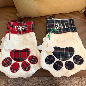 Custom Name Plaid Christmas Paw Stocking HO82 900526