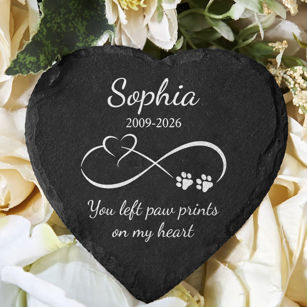 Custom Name Dog & Cat Memorial Grave Marker Heart Shaped Stone HO82 902432