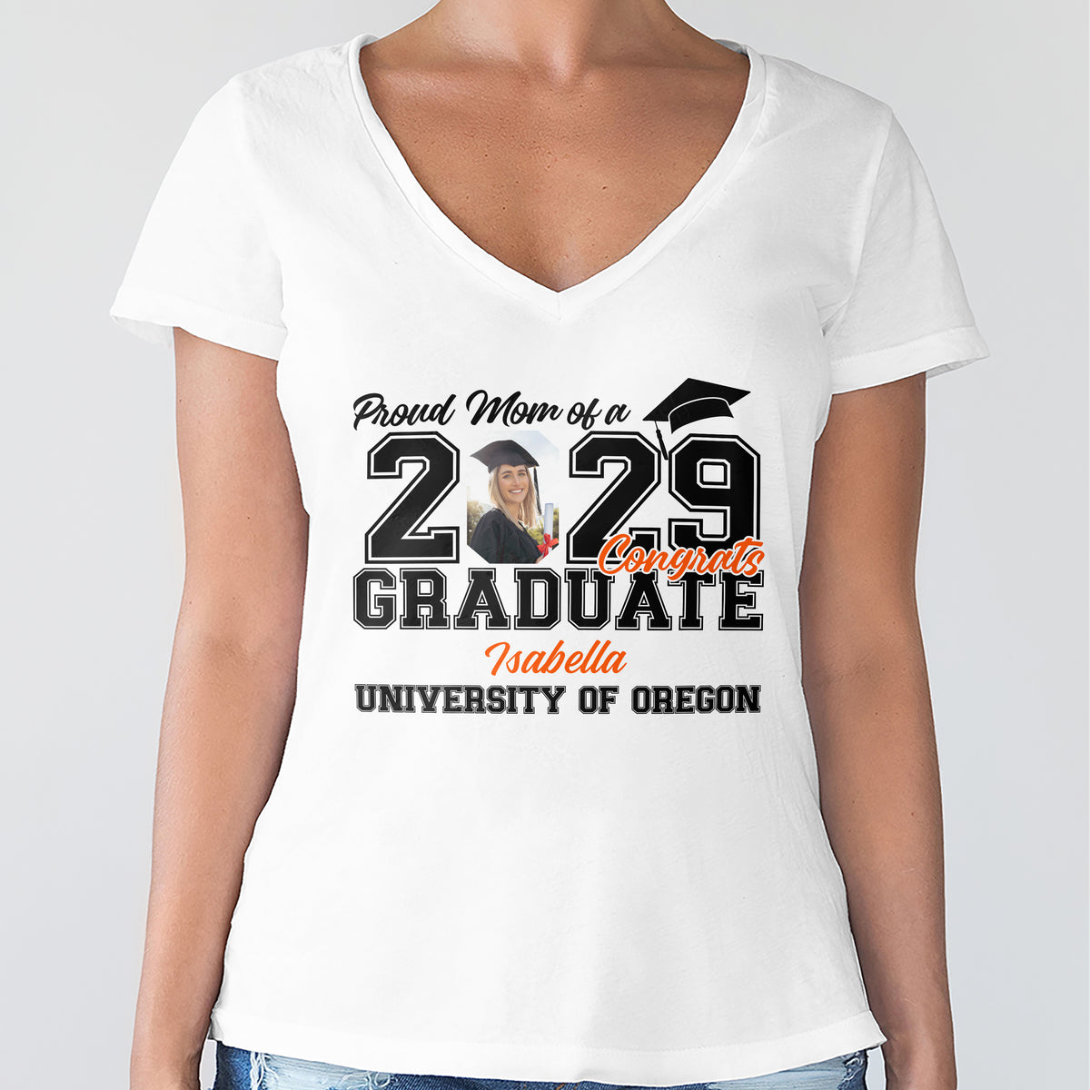 Custom Photo Proud Mom Dad - Family Of Senior Graduation Bright Shirt HA75 920474