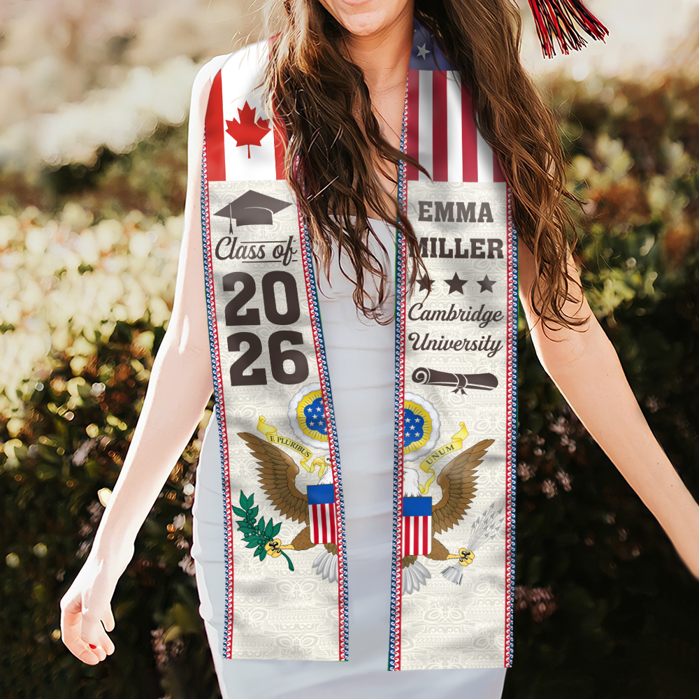 Custom Photo With Country Flag Class Of 2026 Stole Graduation Gift, Senior Gift LM32 897699